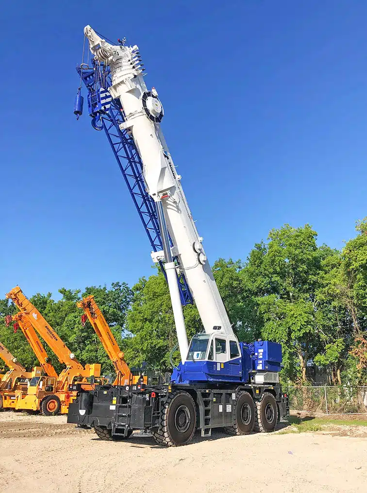 Rough terrain cranes are heavy duty cranes used for rough and challenging terrains and are built to be reliable and durable.