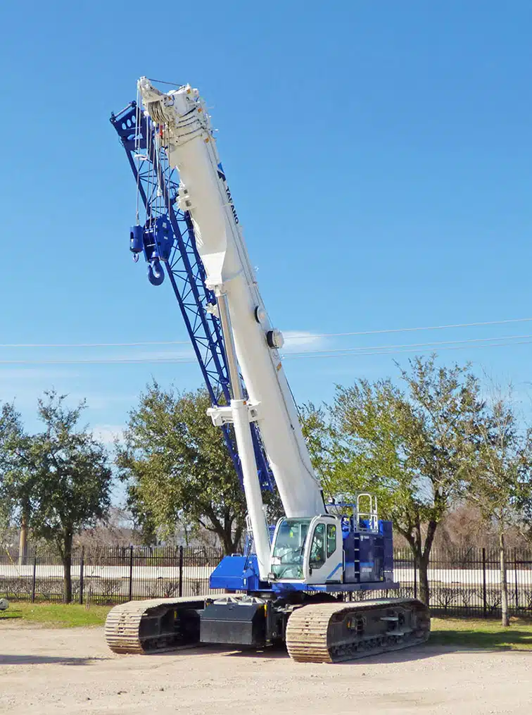 Crawler cranes have robust construction with tracks designed for lift and pick-and-carry work for large infrastructure projects in various terrains.
